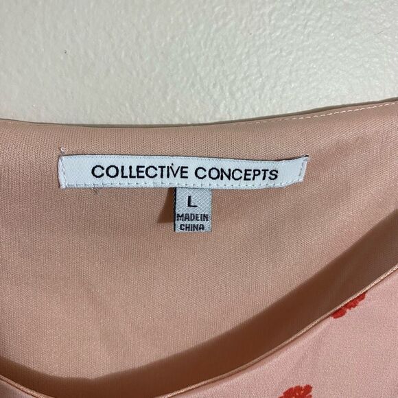 Collective Concepts Womens Size Large Smocked Mini Dress Pink Floral Puff Sleeve - Picture 7 of 8